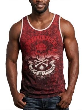 Affliction American Customs Reversible Men’s Red Tank Top Size Large
